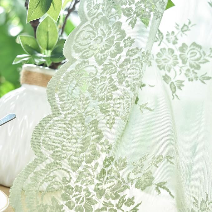 Kotile Sage Green Lace Curtains - Image 5