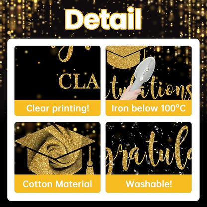 Mocsicka Class of 2026 Backdrop Black Gold Glitter Bokeh Graduation Party - Image 3