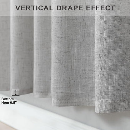 Grey Curtains 38 Inch Wide for Bedroom 2 Panels Rod Pocket Back Tab Loops Semi - Image 6