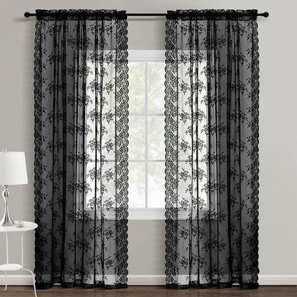 Kotile Gothic Black Lace Curtains - Image 2