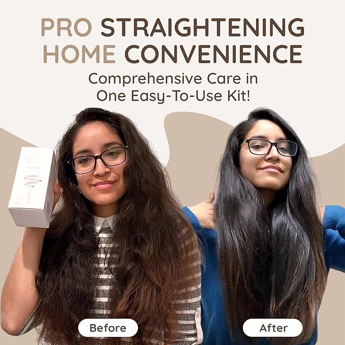 VITAMINS hair cosmetics Keratin Hair Treatment Straightening Kit - Salon Like at Home Keratin Treatment Formaldehyde Free - Hair Smoothing, Nourishing & Revitalizing 3-Step System