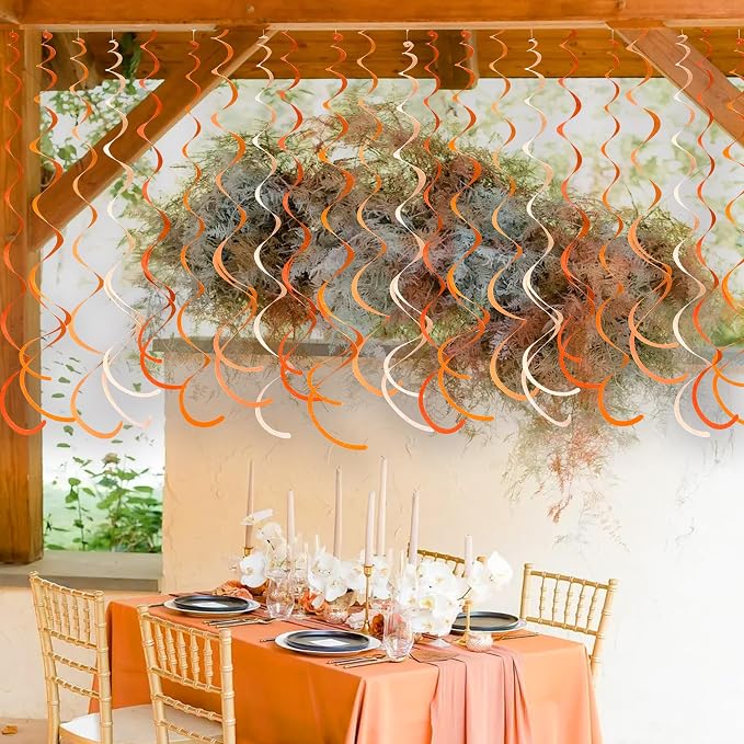 36Pcs Orange Hanging Swirl Decorations Ombre Orange Felt Swirl Streamer Spiral - Image 5