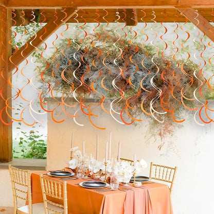 36Pcs Orange Hanging Swirl Decorations Ombre Orange Felt Swirl Streamer Spiral - Image 5