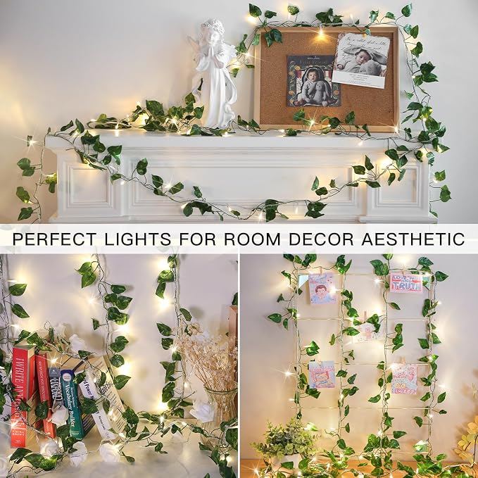 33FT 100 LED Pothos Vine with Fairy Lights Plug in Clear Wire | Connectable - Image 3
