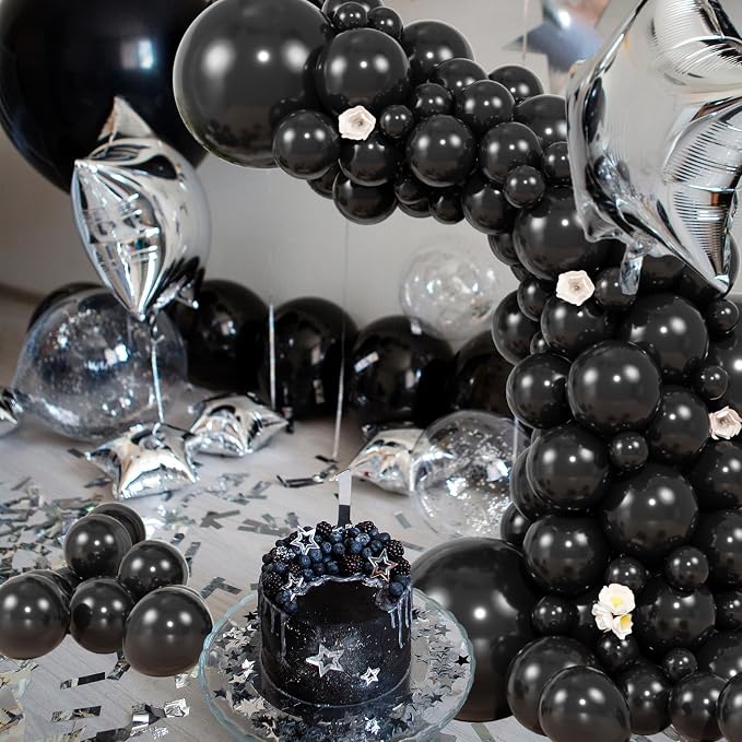 104pcs Black Balloon Garland Arch Kit Different sizes 18/12/10/5 Inch | Black - Image 3