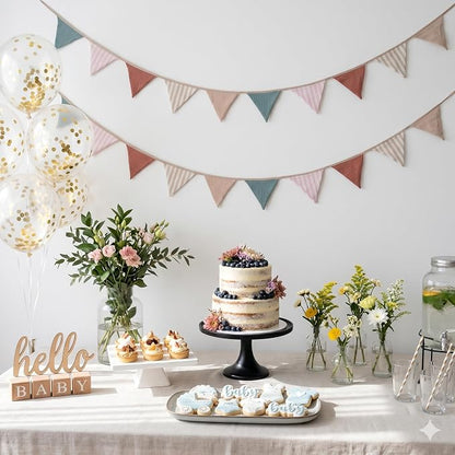 2Pcs Triangle Bunting Flag No-DIY Cotton Fabric Garland Reusable Party Banner - Image 4