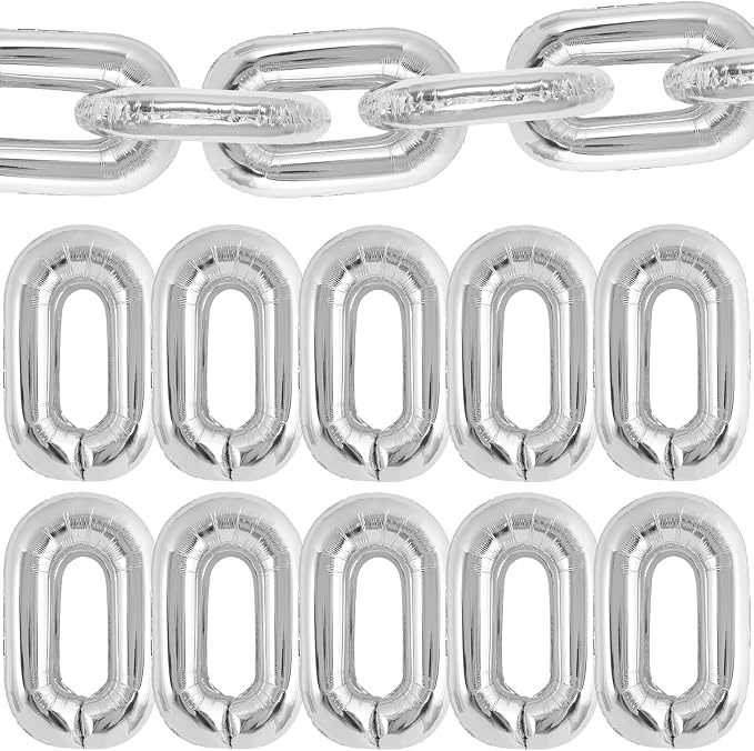 24 Pcs Silver Chain Balloons, Giant Chain Balloons Garland, 16 inch Foil Chain by YOTHORN
