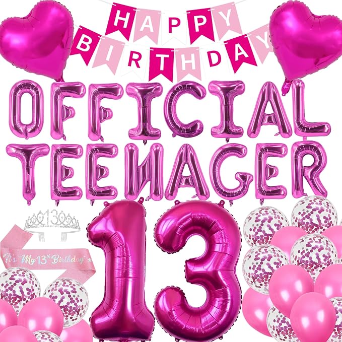 13th Birthday Party Decoration Girl Official Teenager | 13 Years Old Birthday by DUFACAI