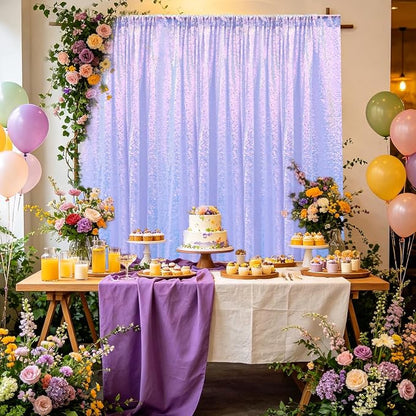 Sugargirl Mermaid Lavender Sequin Backdrop Curtain 6 Panels 2FTx8FT Glitter - Image 3