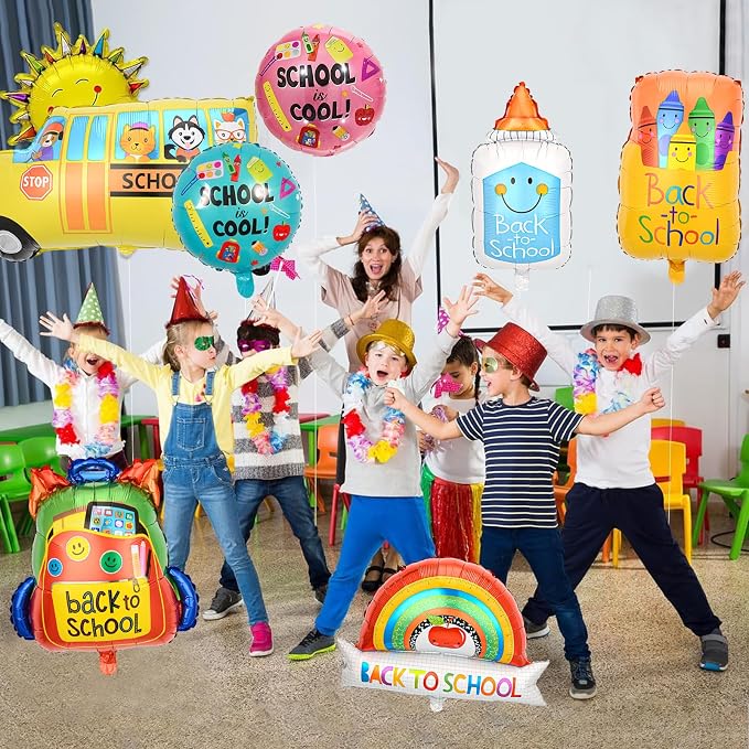 7 Pcs Back to School Balloons, School Bus Balloon, Colorful Schoolbag Pencil - Image 3