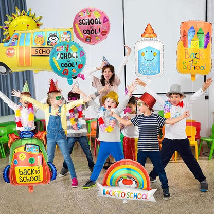 7 Pcs Back to School Balloons, School Bus Balloon, Colorful Schoolbag Pencil - Image 3