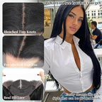 Synthetic Lace Front Wig 13x4 HD Lace Layered Hairstyle Pre Plucked Hairline Straight Long Black Glueless Wigs for Black Women 26 Inch Beginner Friendly