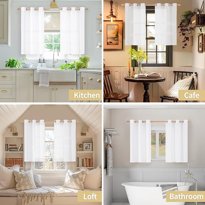 YoungsTex White Linen Curtains 36 Inch Length - Image 8
