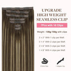 GOO GOO Clip in Hair Extensions Real Human Hair, Remy Human Hair Extensions Clip ins for Women, Natural Human Hair, 22inch 150g 7Pcs, 4/26/4 Balayage Chocolate Brown to Honey Blonde