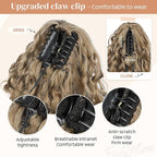 Flufymooz 100％ Pure Protein Ponytail Extension, 18 Inch Curly Claw Clip Ponytail Hair Extensions Natural Soft pony tail hairpiece for women-Ash Brown