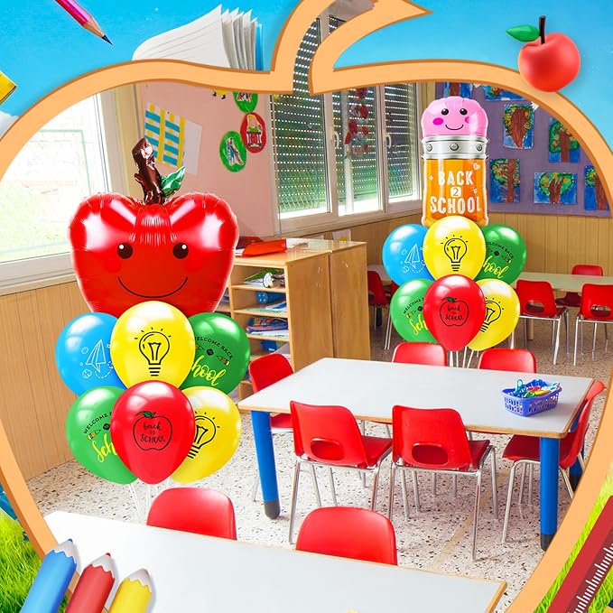 Seematn 2 Set Back to School Balloon Stand Kits Pencil Balloons Sticks Holder - Image 6