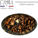 Camila Paris CP3869 French Hair Barrette Clip Oval Brown and Gold, Strong Hold Grip Hair Clips for Women, No Slip Rubberized Metal Closure, Durable Styling Girls Hair Accessories, Made in France