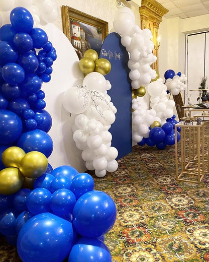 201Pcs Royal Blue and Gold Balloon Arch Kit, Explosion Star Blue Gold and White - Image 4