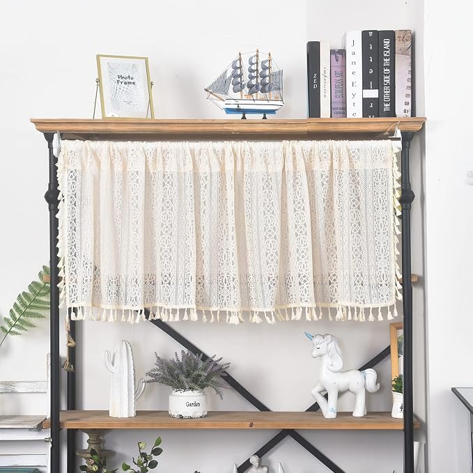 Sutuo Home Boho Sheer Curtain Valance Crochet Lace by SutuoHome