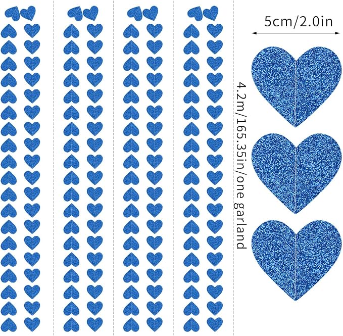 Royal Blue Party-Decoration Heart Garland - 52ft 21st Birthday Bachelorette - Image 2