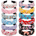 VELSCRUN 12 Pack Flower Headbands for Women, Multiple Colors, One Size Fits All Fabric, Wide Application, Ideal Gift