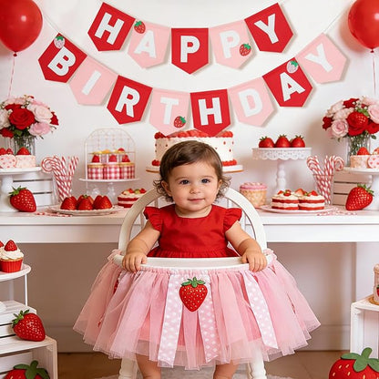 Felt Pink Red Happy Birthday Banner Birthday Decorations - Image 4