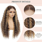 30 Inch Highlight Ombre Lace Front Wigs Human Hair 13x6 Honey Blonde Deep Wave Wig Human Hair 4/27 Glueless Deep Wave Human Hair Wigs Pre Plucked with Baby Hair for Women