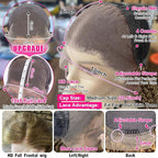 CYNOSURE 30 Inch 4/27 Highlight Deep Wave Lace Front Wigs Human Hair 13x5 Ombre Honey Blonde Jerry Curly Wig HD Transparent Lace Frontal Wigs Pre Plucked with Baby Hair 180% Density