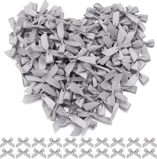Grey Mini Bows 1.57" 100PCS Small Satin Ribbon Bows by Loomeshribbonforcrafts%EF%BC%81