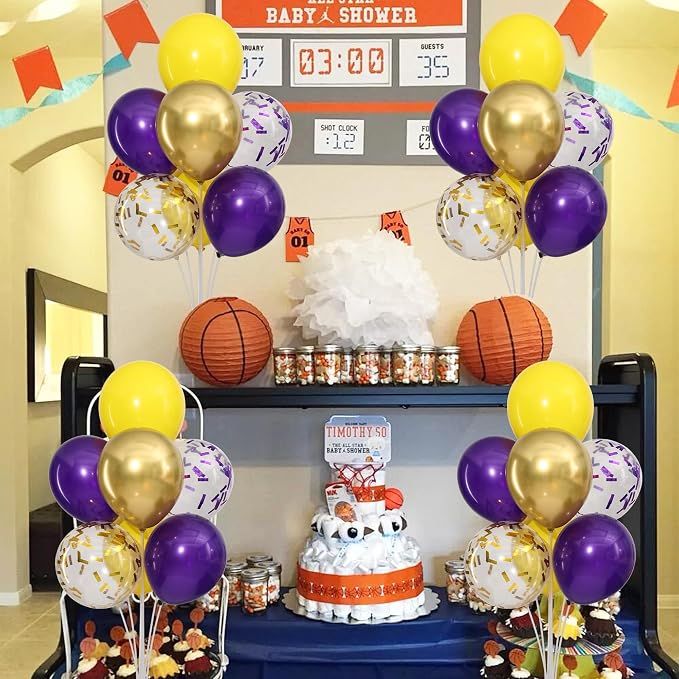 4 Sets Purple Gold Yellow Balloons Stand Kit - Image 2