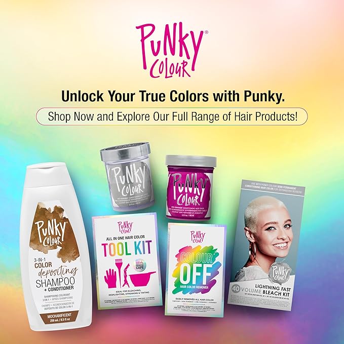Punky Colour 3-in-1 Color Depositing Conditioner & Hair Cleanser - Mochanificent, Semi Permanent Hair Color Conditioner, Sulfate-Free Hair-Dye, 8.5 fl oz.