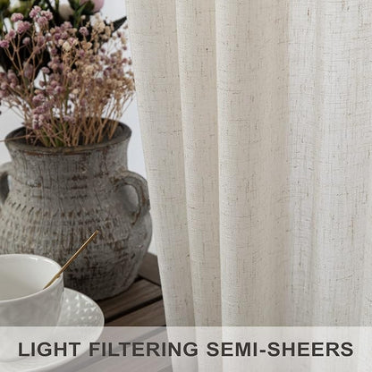 Pitalk Off White Linen Curtains 92 Inch Length 2 Panels - Image 4