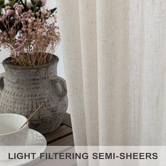 Natural Linen Curtains 54 Inch Length - Image 4