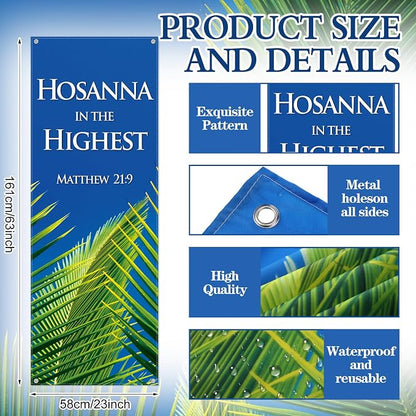 Hahafelt Hosanna in the Highest Banner Easter Palm Sunday Banners - Image 2
