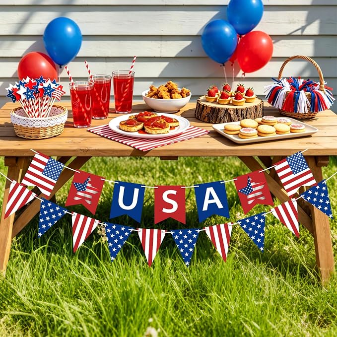 USA Banner 4th of July Patriotic Banner Red Blue Star and Stripes American - Image 9