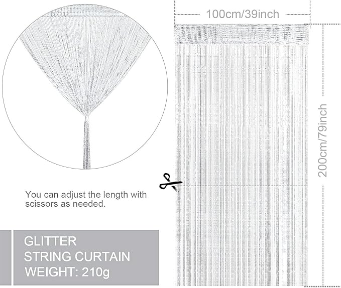 WILLBOND 4 Pcs String Curtains Glitter Fringe Curtains - Image 2