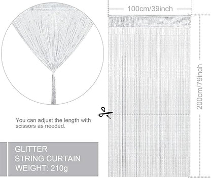 WILLBOND 4 Pcs String Curtains Glitter Fringe Curtains - Image 2