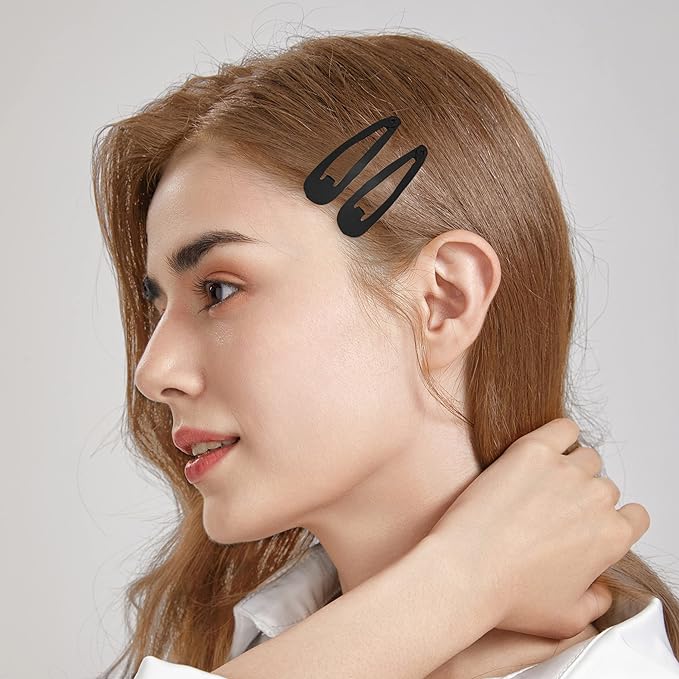 Dofash 12PCS Snap Hair Clips For Women-Non Slip & Metal Hair Barrettes, 5cm 2'' Small Clips For Thin & Fine Hair, Matte finished black