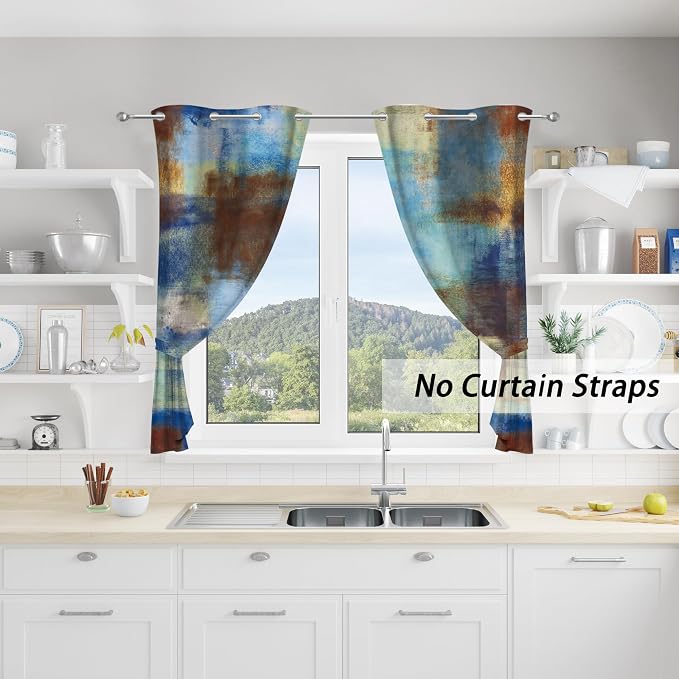 Asuexpect Abstract Curtains 2 Panels Abstract Rust Curtain Room Darkening - Image 4