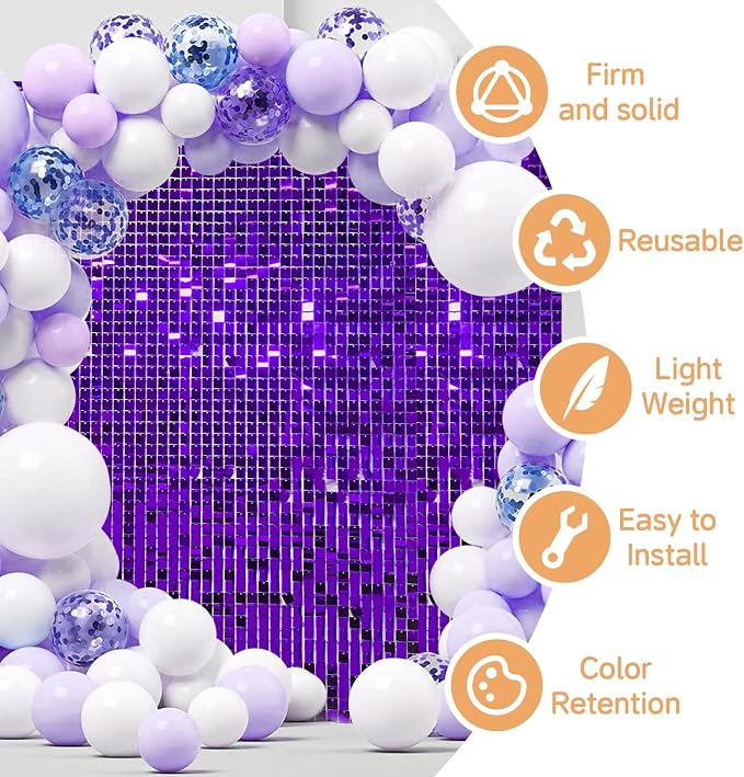 4x6 FT Purple Shimmer Wall Backdrop, Glitter Bling Photo Backdrop - Image 3