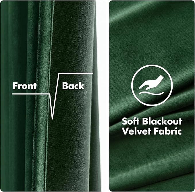 MIULEE Velvet Curtains Christmas Emerald Green 52 x 96 Inch Length Set of 2 | - Image 3