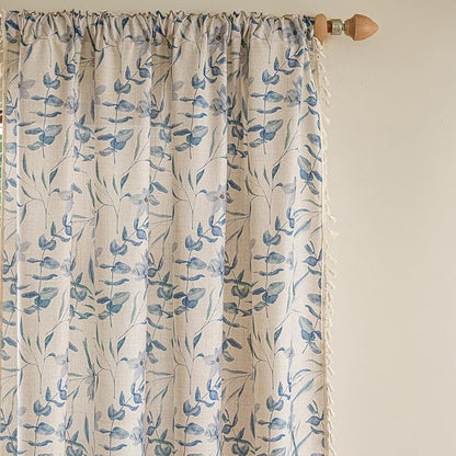 ENJOYBRIDAL Floral Curtains 63 Inch Length Semi Sheer Living Room Drapes - Image 2