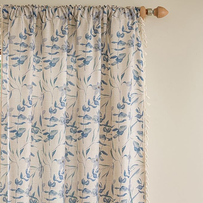 ENJOYBRIDAL Floral Curtains 84 Inches Semi Sheer Living Room Drapes Farmhouse - Image 2