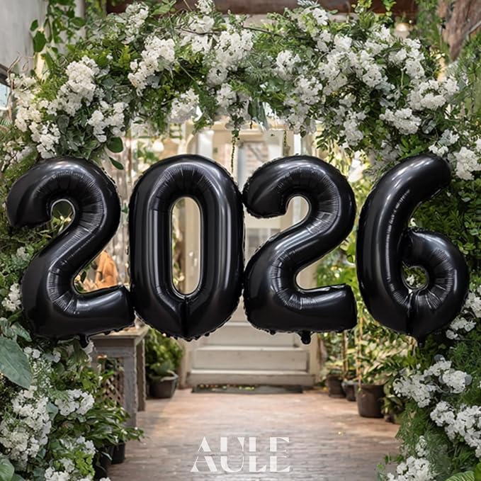 AULE 40 Inch Black Number Balloon 14 Foil 0-9 Birthday Big Numbers | Birthday - Image 5