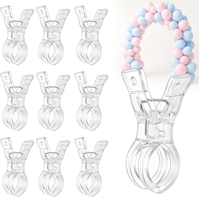 10 Pack Balloon Arch Clips, 3.5 Inch Clear Spring Clamps by Unknown