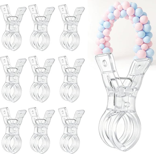 10 Pack Balloon Arch Clips, 3.5 Inch Clear Spring Clamps by Unknown