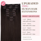 GOO GOO Clip in Hair Extensions Real Human Hair, Remy Human Hair Extensions Clip ins for Women, Natural Human Hair, 24inch 150g 9Pcs, #2A Light Brown