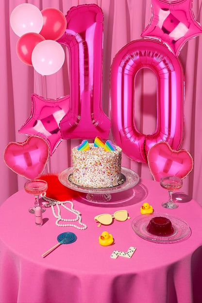 40 Inch Number Balloons Hot Pink 1 Cowgirl Pink 1st Birthday Decor 9 Pcs | - Image 4