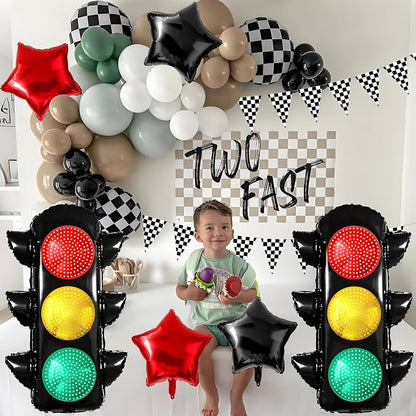 Race Car Party Decorations Set – Includes Traffic Light Balloons, Checkered - Image 7
