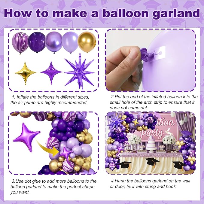 Purple Balloon Arch Kit 110PCS Dark Purple and Gold Balloon Garland - Image 8